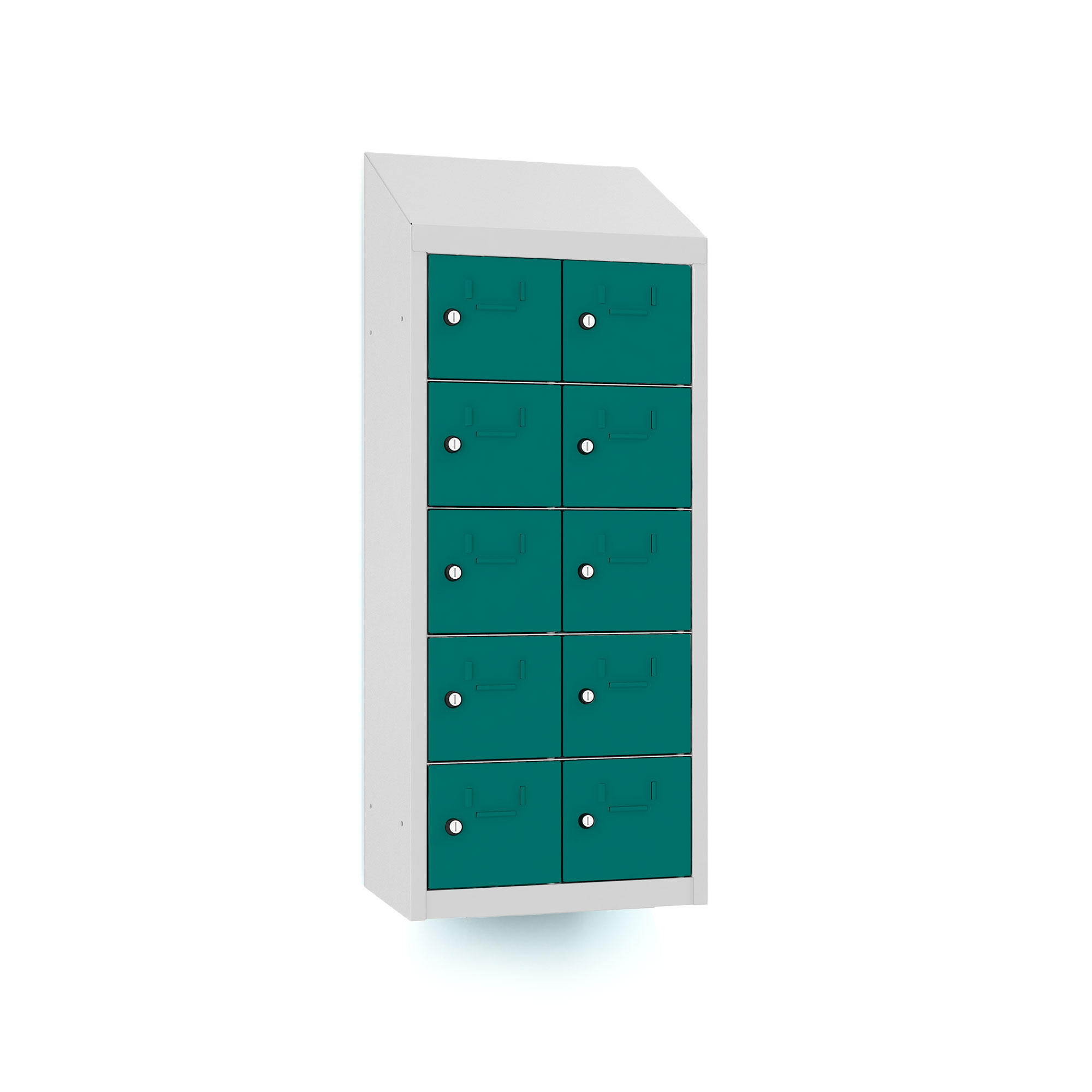 TOROBOX Mini-Box 10 Fächer, Korpus Lichtgrau, Türen Minttürkis